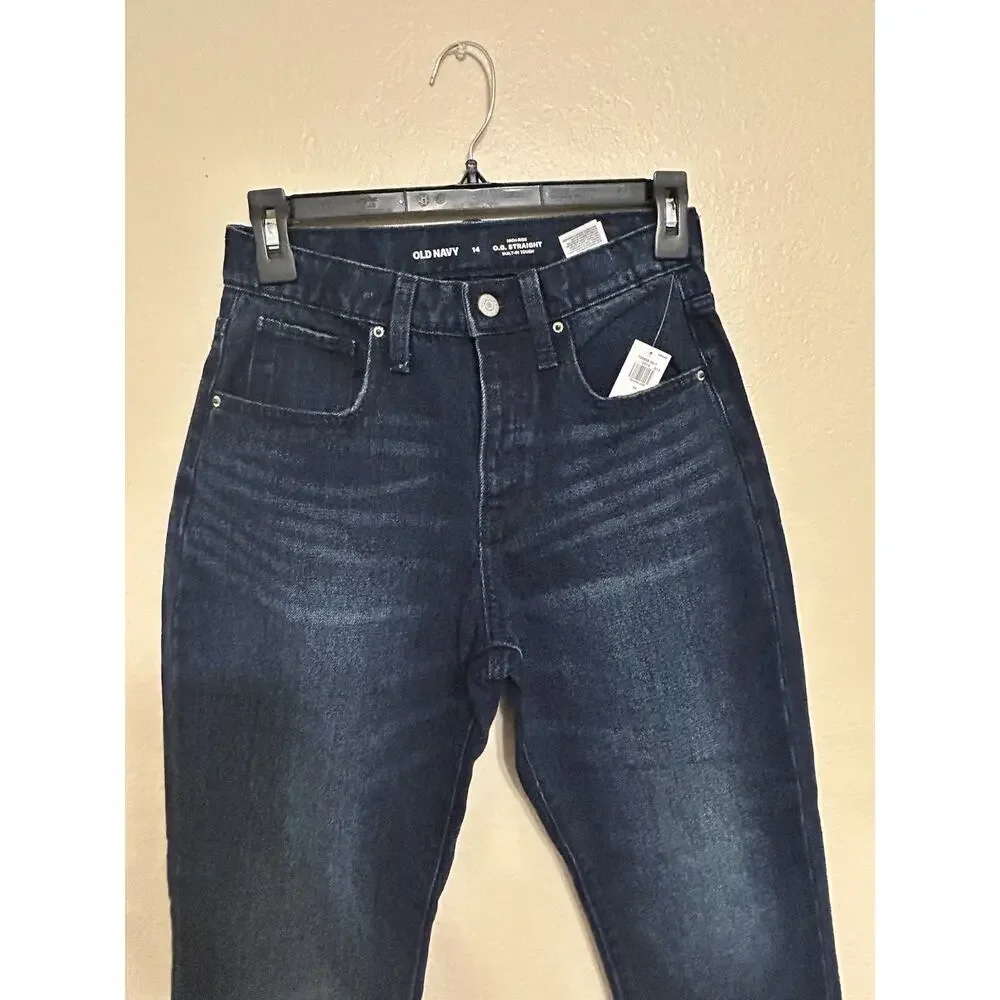 Old Navy OG Straight / Adjustable Waist Denim Tapered Leg Jeans / Girls 14